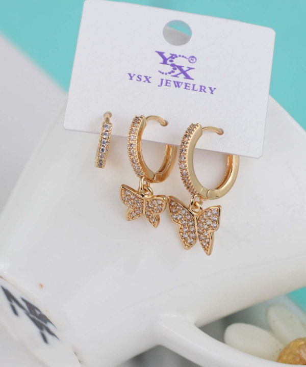گوشواره زنانه پکی وای اس ایکس Ysx مدل پروانه کد AAC-640