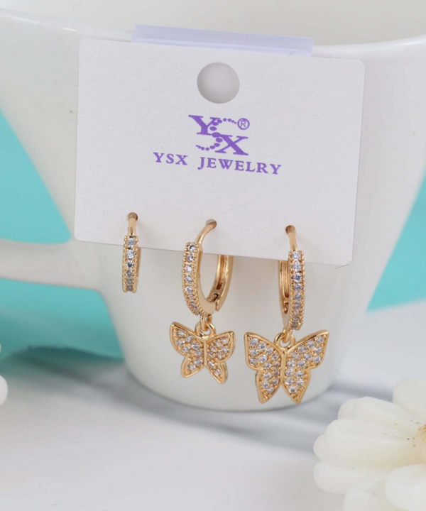 گوشواره زنانه پکی وای اس ایکس Ysx مدل پروانه کد AAC-640