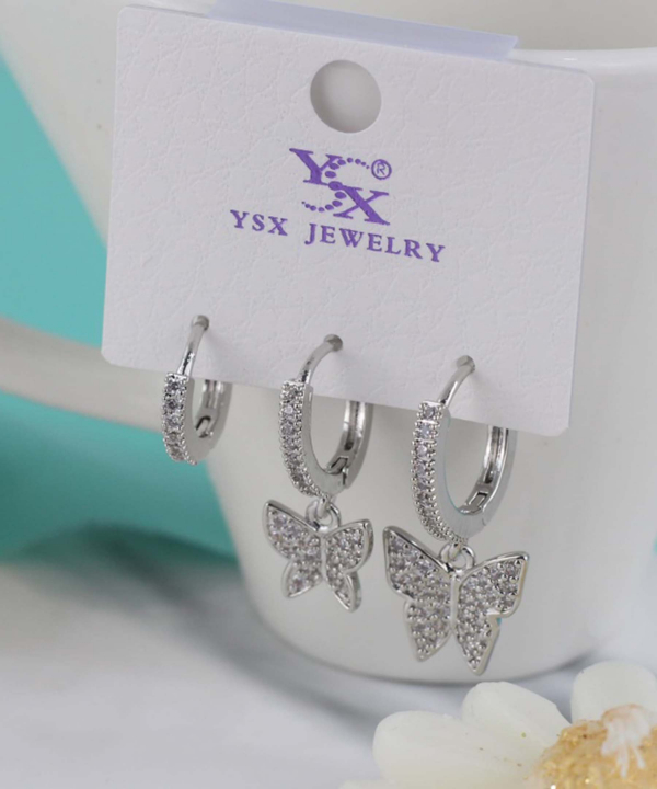 گوشواره زنانه پکی وای اس ایکس Ysx مدل پروانه کد AAC-641