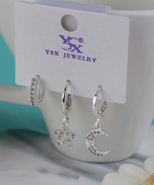 گوشواره زنانه پکی وای اس ایکس Ysx مدل ماه و ستاره کد AAC-642