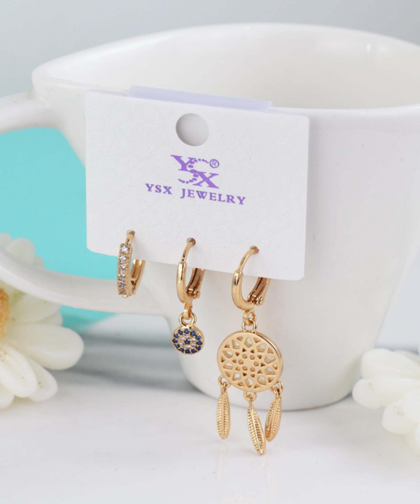 گوشواره زنانه پکی وای اس ایکس Ysx مدل چشم نظر کد AAC-647