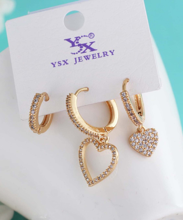 گوشواره زنانه پکی وای اس ایکس Ysx مدل قلب کد AAC-649