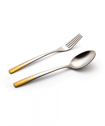 قاشق و چنگال ?? پارچه فلورانس دورطلایی ناب استیل Nabsteel کد 8812