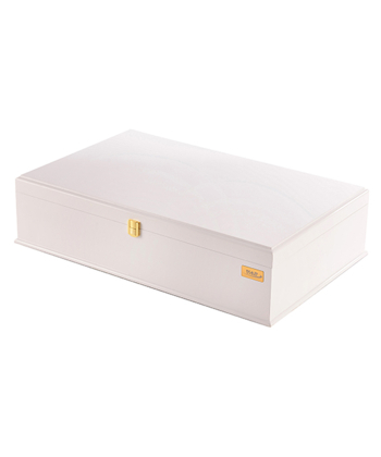 سرویس قاشق و چنگال 86 پارچه فلورانس براق جعبه چوبی سفید ناب استیل Nabsteel کد 8812