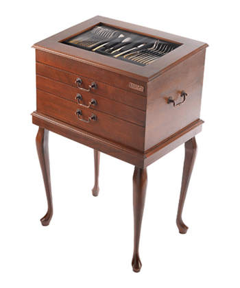 سرویس قاشق و چنگال 158 پارچه فلورانس طلایی PVD جعبه چوبی پایه دار ناب استیل Nabsteel کد 8812