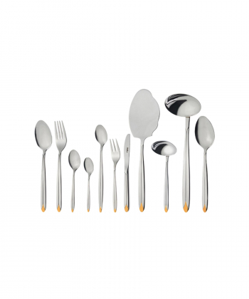 سرویس قاشق و چنگال 86 پارچه پالرمو دورطلایی جعبه چوبی سفید ناب استیل Nabsteel کد 1612