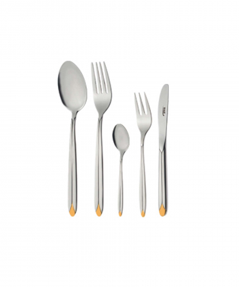 سرویس قاشق و چنگال 30 پارچه پالرمو دورطلایی جعبه کادویی ناب استیل Nabsteel کد 1612
