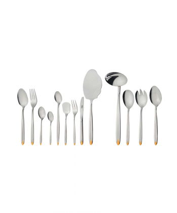 سرویس قاشق و چنگال 116 پارچه پالرمو دورطلایی جعبه چوبی ناب استیل Nabsteel کد 1612