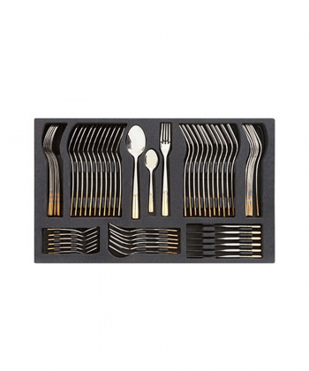 سرویس قاشق و چنگال 86 پارچه ورونا براق جعبه چوبی مشکی ناب استیل Nabsteel کد 2412