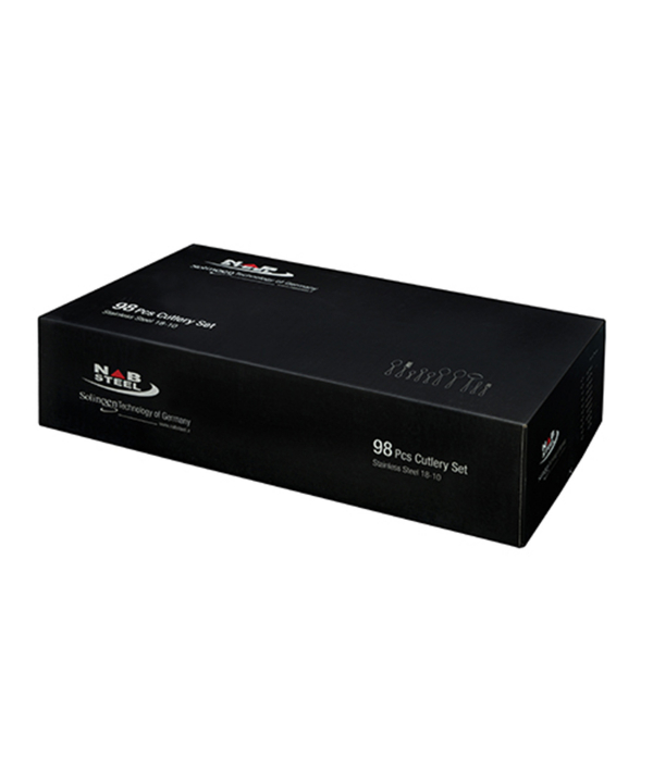 سرویس قاشق و چنگال 98 پارچه فلورانس دورطلایی جعبه کادویی ناب استیل Nabsteel کد 8812