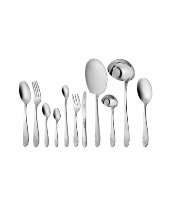 سرویس قاشق و چنگال86 پارچه امپریال براق جعبه چوبی سفید ناب استیل Nabsteel کد 1312