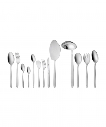 سرویس قاشق و چنگال 116 پارچه پالرمو براق جعبه چوبی سفید ناب استیل Nabsteel کد 1612