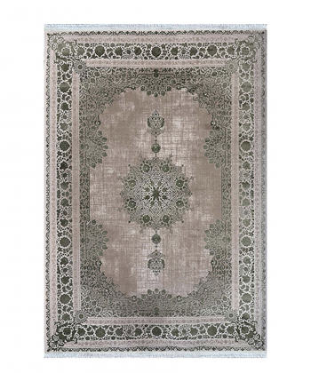 فرش ماشینی سرای ابریشم مدل آمیتیس 1005 کرم سبز 700 شانه 1.5x1