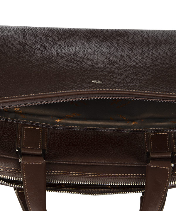 کیف اداری مردانه چرم طبیعی قهوه ای چرم مشهد مدل A5565-089