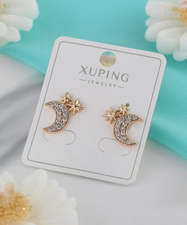 گوشواره میخی زنانه ژوپینگ Xuping مدل ماه و ستاره کد AAC-549