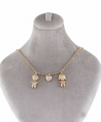 گردنبند مس و روکش طلا زنانه ژوپینگ مدل mp-AAB-507