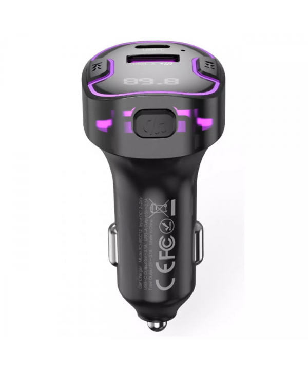 شارژر فندکی فست شارژ ماشین تایپ سی و گیرنده اف‌ام بلوتوثی ایکس او BCC12