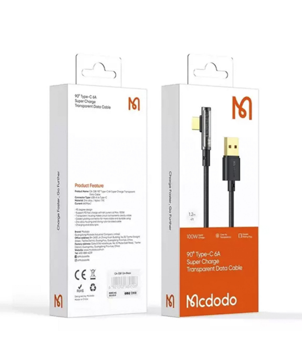 کابل سوپر فست شارژ گیمینگ یو اس بی به تایپ سی 100 واتی 1.2 متری مک دودو MCDODO CA-3380 Type-C 6A Super Charge Cable