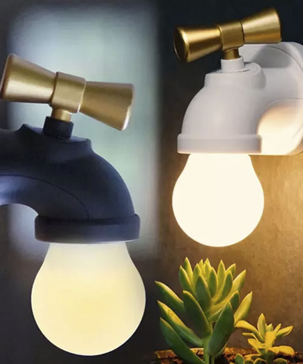 لامپ فانتزی مدل شیر آب Style USB Rechargeable Smart Voice Control Faucet Lamp LED Night Light