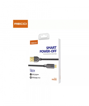 کابل فست شارژ هوشمند میکرویو اس بی 2.4 آمپر یک متری رسی RECCI RS02M MICRO USB FAST CHARGING CABLE