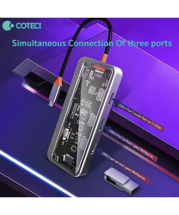 هاب 10 پورت تایپ سی کوتسی Coteci 10 in1 Multifunctional Docking Station 16013