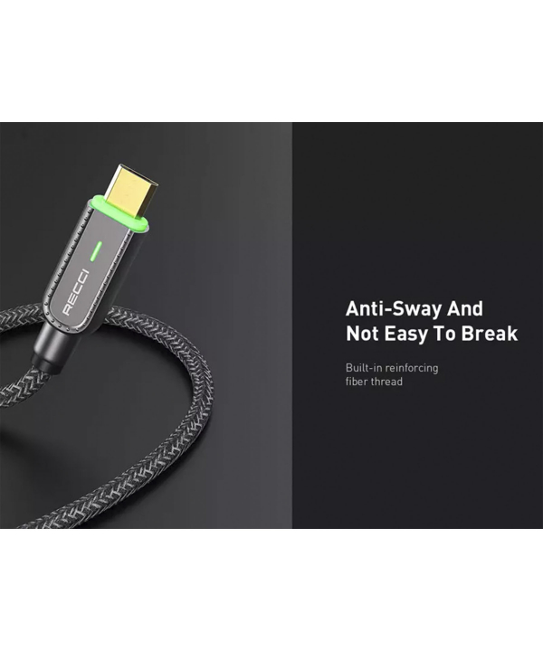 کابل فست شارژ هوشمند میکرویو اس بی 2.4 آمپر یک متری رسی RECCI RS02M MICRO USB FAST CHARGING CABLE