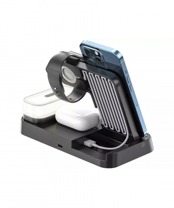 شارژر بی سیم، هولدر موبایل، چراغ خواب و ساعت زنگ دار توآکلو Tuocalo 4 in 1 Wireless Charging Station A37