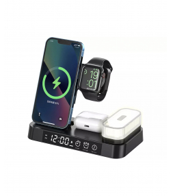 شارژر بی سیم، هولدر موبایل، چراغ خواب و ساعت زنگ دار توآکلو Tuocalo 4 in 1 Wireless Charging Station A37