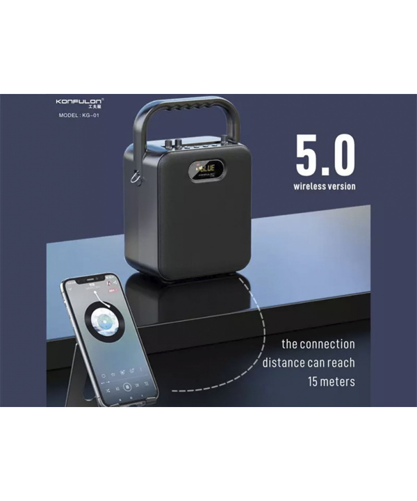 اسپیکر بلوتوثی و میکروفون قابل حمل دارای ریموت کنترل کانفلون Konfulon KG-01 Mini Karaoke Speaker Come With Microphone