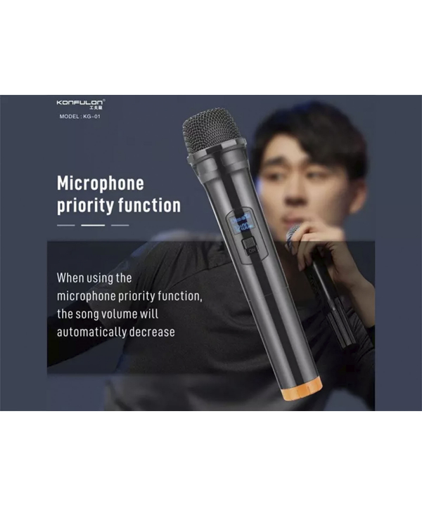 اسپیکر بلوتوثی و میکروفون قابل حمل دارای ریموت کنترل کانفلون Konfulon KG-01 Mini Karaoke Speaker Come With Microphone