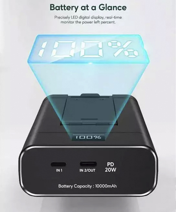 پاوربانک تایپ سی 20 وات 10000 و هولدر موبایل رومیزی گرین Green Lion 10000mAh Power Bank and Foldable Mobile Stand GNFLDPBSTBK