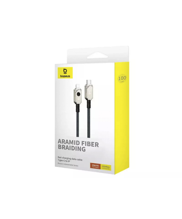 کابل شارژ سریع تایپ سی به لایتنینگ 20 وات 1 متری بیسوس Baseus USB-C to IP Aramid Fiber Braiding Fast Charging Cable