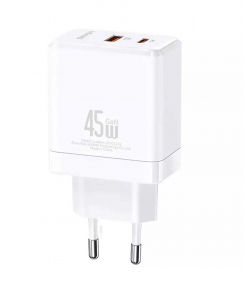 شارژر دیواری فست تایپ سی و یو اس بی 45 وات یوسامز USAMS US-CC178 T58 45W A+C GaN Fast Charger (EU)