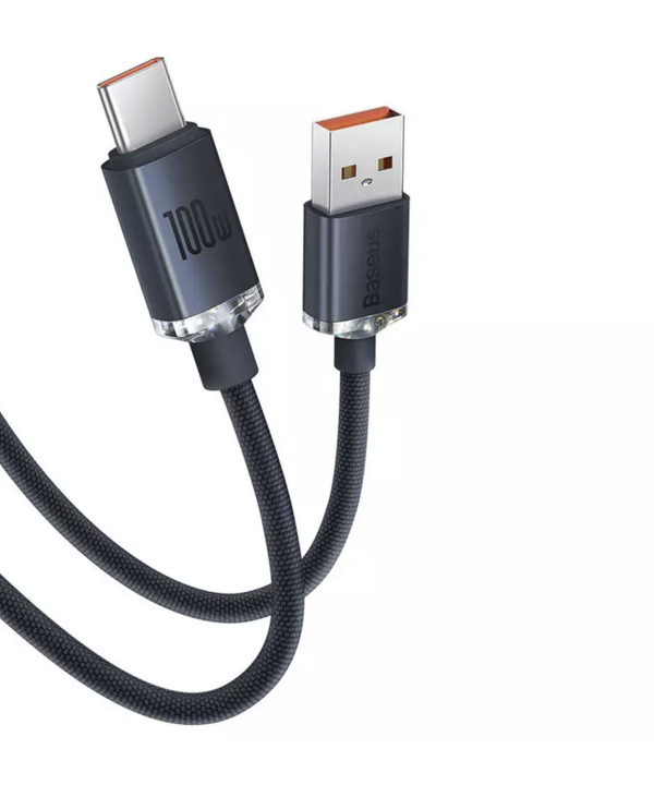 کابل سوپر فست شارژ یو اس بی به تایپ سی 100 وات 1.2 متری بیسوس Baseus Crystal Shine USB to USB-C Cable CAJY000401