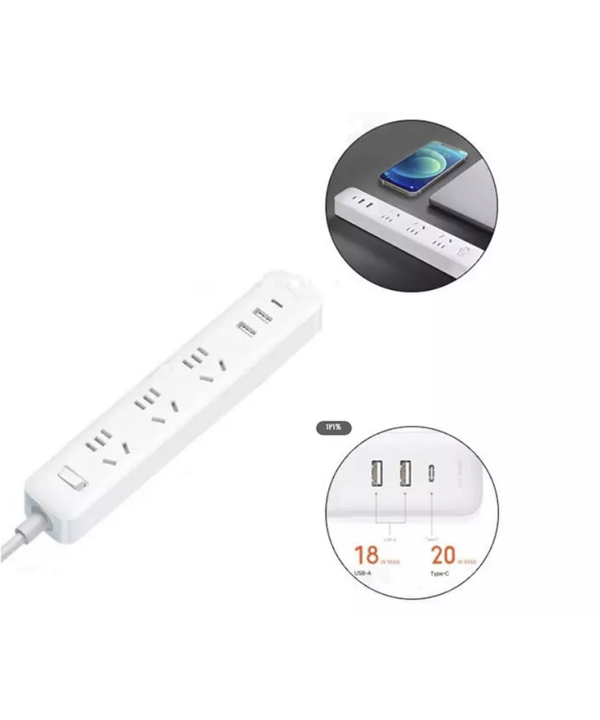 چند راهی 3 سوکت، 2 یو اس بی و 1 تایپ سی شیائومی Xiaomi XMCXB05QMN Power Strip 1Type C 2USB 3 Power Socket