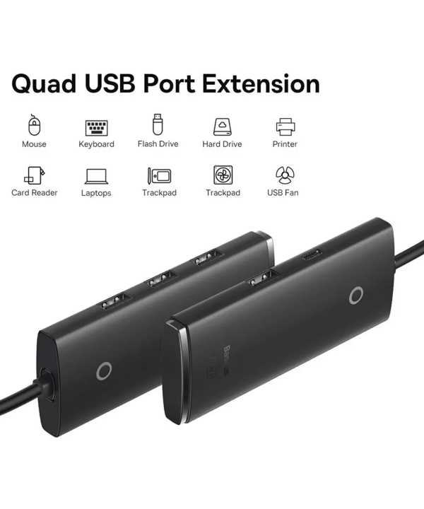 هاب یو اس بی 4 پورت بیسوس Baseus Airjoy 4 Port USB2.0 Hub Adapter WKQX070001