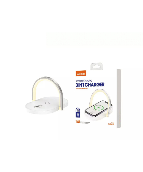 شارژر بی سیم و چراغ خواب رسی Recci RLS-L15 Wireless Charging 3-In-1 charger 15W