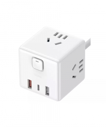 چند راهی مکعبی سه سوکت و دوه پورت یو اس بی و یک پورت تایپ سی شیائومی Xiaomi Rubik Cube Adapter Pro 33W Wired Fast Charge Version