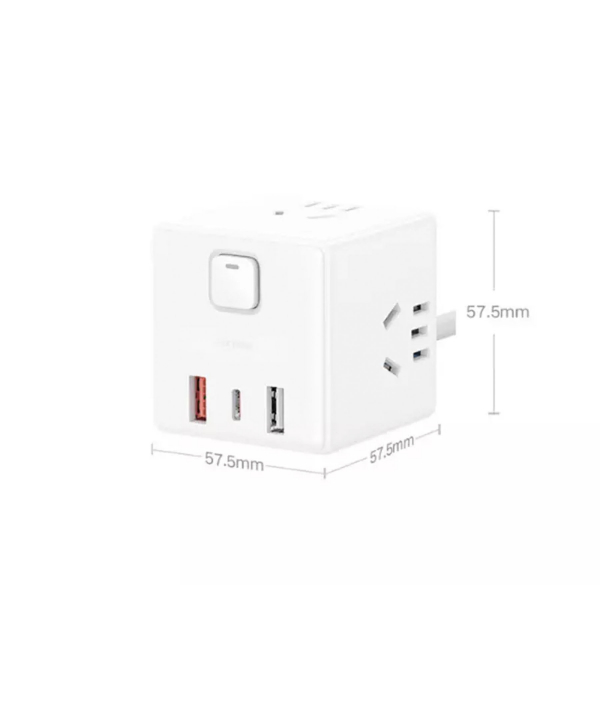 چند راهی مکعبی سه سوکت و دوه پورت یو اس بی و یک پورت تایپ سی شیائومی Xiaomi Rubik Cube Adapter Pro 33W Wired Fast Charge Version