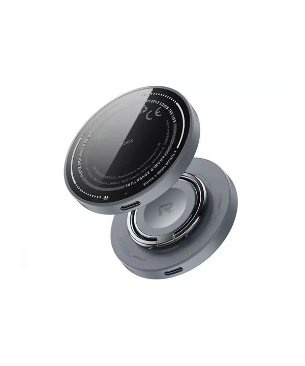 شارژر مغناطیسی بی سیم 15 وات و حلقه نگهدارنده گوشی موبایل راک ROCK W51 Magnetic Ring Holder 3 in 1 Wireless Charger