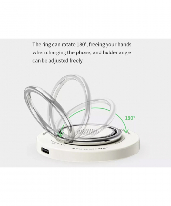 شارژر مغناطیسی بی سیم 15 وات و حلقه نگهدارنده گوشی موبایل راک ROCK W51 Magnetic Ring Holder 3 in 1 Wireless Charger