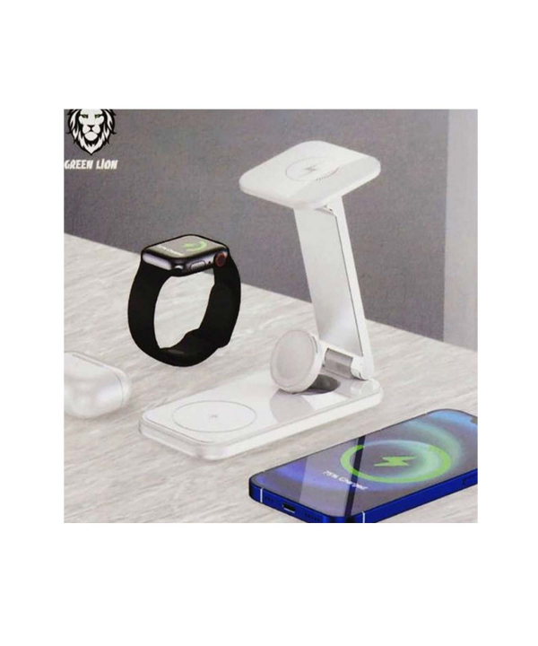 شارژر وایرلس مگ سیف سه کاره 15 وات گرین GN3IN1MGWCWH