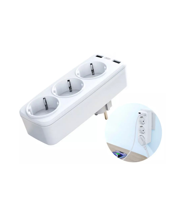 چند راهی برق هوشمند 2 سوکت و 2 یواس بی 2.4 آمپر ایکس او XO WL08 EU Smart Wall Plug Conversion Socket