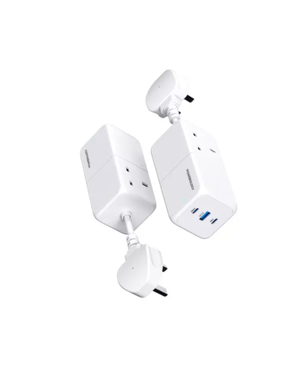 چند راهی برق دو سوکت، دو تایپ سی و یک یو اس بی 65 وات پاورولوژی Powerology 65W USB Power Strip PWPS65W-WH
