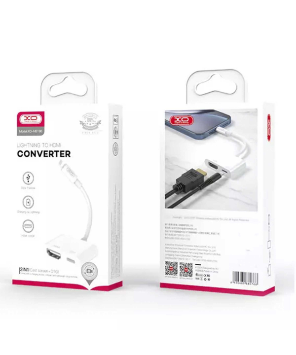 مبدل لایتنینگ به اچ دی ام آی و اتصال همزمان شارژر ایکس او XO HUB005 Lightning To HDMI & Charging Port