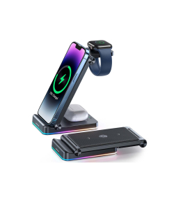 استند و شارژر وایرلس سه کاره جویروم Joyroom Triple wireless fast charger suitable iPhones JR-WQN01