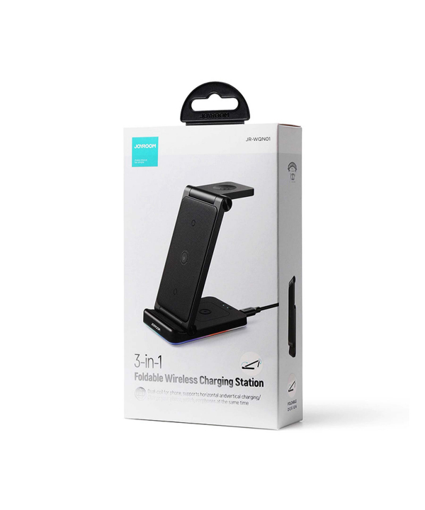 استد و شارژر وایرلس سه کاره جویروم Joyroom Triple wireless fast charger suitable iPhones JR-WQN01