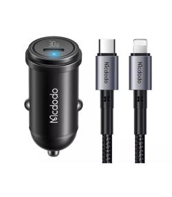 شارژر فندکی تایپ سی 30 وات همراه با کابل لایتنینگ مک دودو Mcdodo CC-7492 PD30W USB-C Fast Car Charger