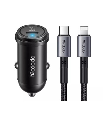 شارژر فندکی تایپ سی 30 وات همراه با کابل لایتنینگ مک دودو Mcdodo CC-7492 PD30W USB-C Fast Car Charger
