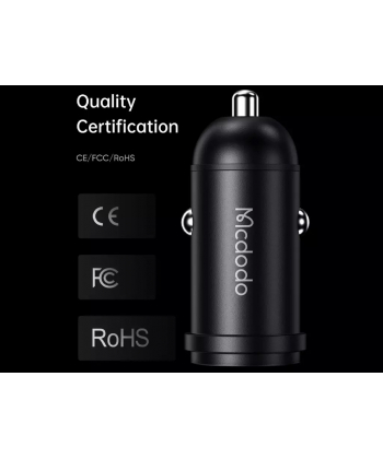 شارژر فندکی تایپ سی 30 وات همراه با کابل لایتنینگ مک دودو Mcdodo CC-7492 PD30W USB-C Fast Car Charger